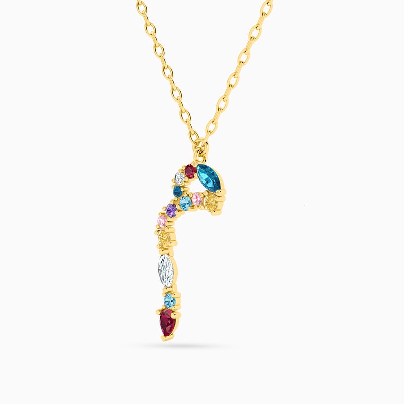 Instyle by L'azurde Letter Meem Colored Stones Necklace in 18K Gold - Image 2